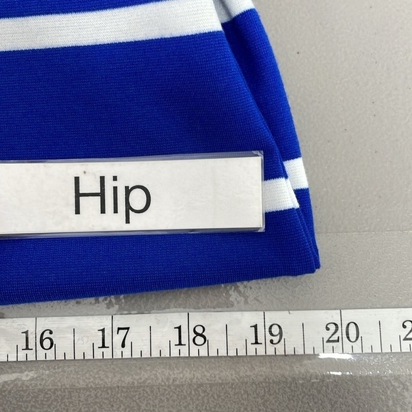 Vince Camuto Dress Women's 6 Blue White Striped Cold Shoulder Midi NWT - Picture 15 of 16